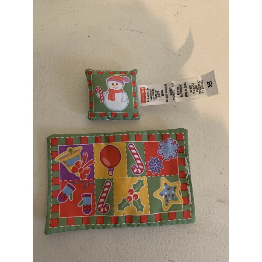 FISHER PRICE Loving Family Dollhouse‎ SNOWMAN FLOWER PILLOW Blanket Reversible